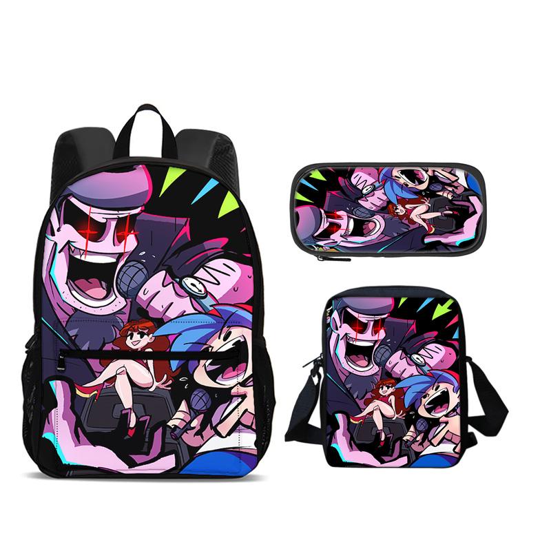 Friday Night Funkin Backpack Pen Bag Shoulder Bag 3pcs Set Versatile Large Capacity Boy and Girl School Birthday Best Gift