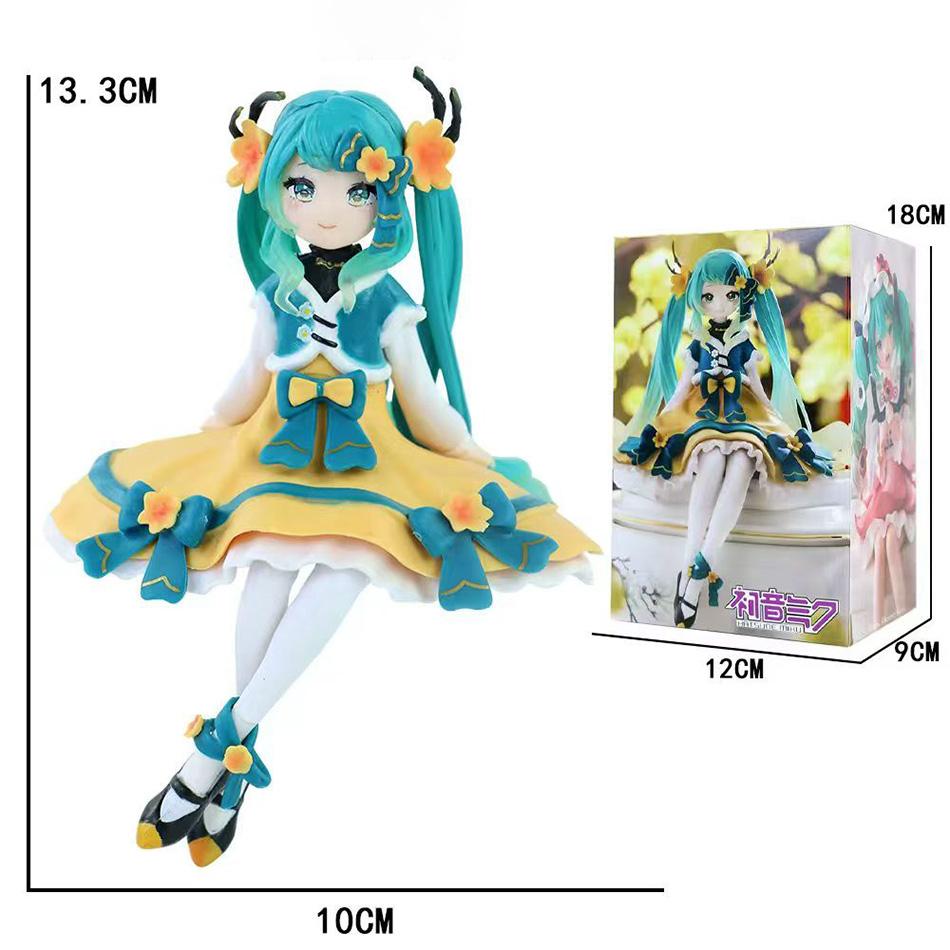 New Hatsune Miku Anime Figure Pink Sakura Sitting Position PVC Figure Model Toy Decoration Collect Gifts Children Birthday Gift