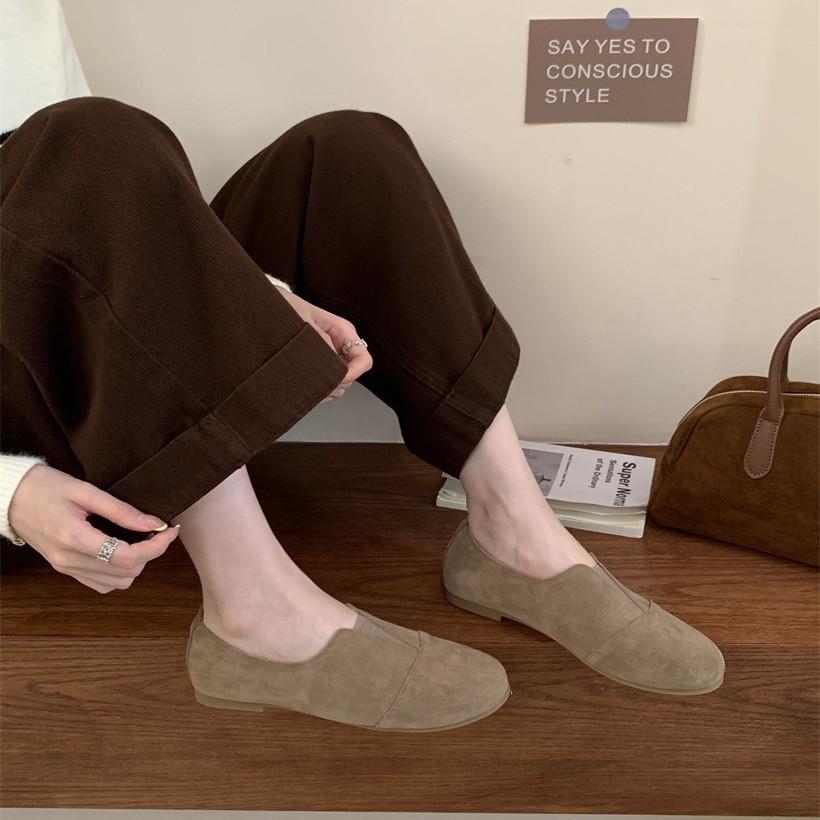 Loafers 2025 autumn new women's shoes thick heel low heel low top shoes spring and autumn small leather shoes medium mouth single shoes