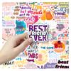 50pcs Best Friend Theme Stickers Pack, Colorful Lettering and Positive Words Decals for Scrapbook, Notebook and DIY Crafts
