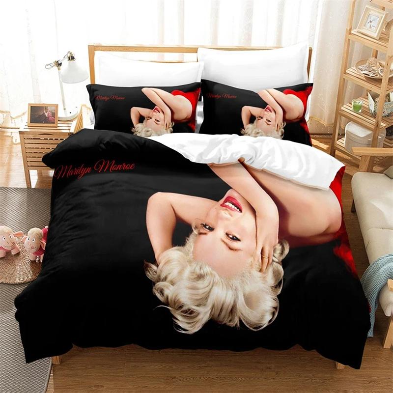 

3D Marilyn Monroe All Season Duvet Cover Постельное белье Комплекты одеял Мягкие пододеяльники и наволочки Single/Double/Queen/King 180x210cm 3pcs