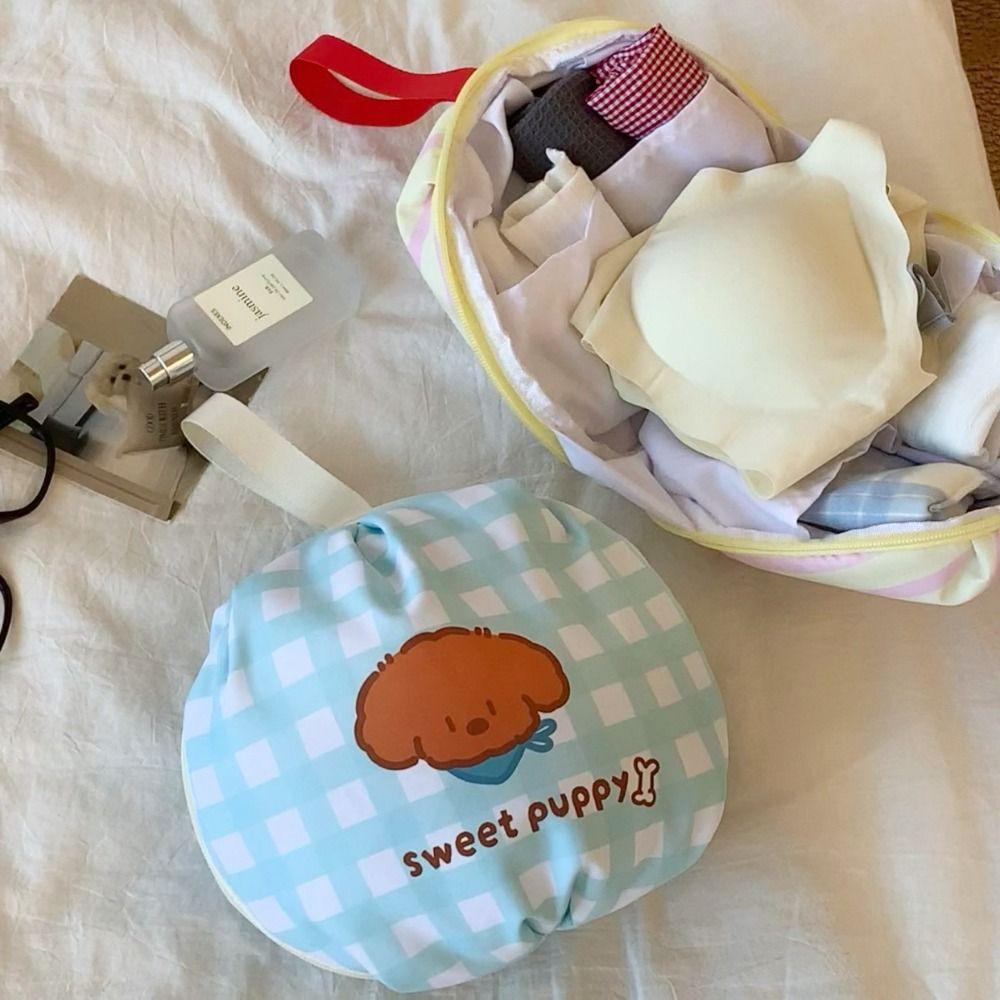 New Portable Travel Bra Organizer Divided Grids Cartoon Underwear Storage Bag Durable Lightweight Lingerie Organizer Pouch
