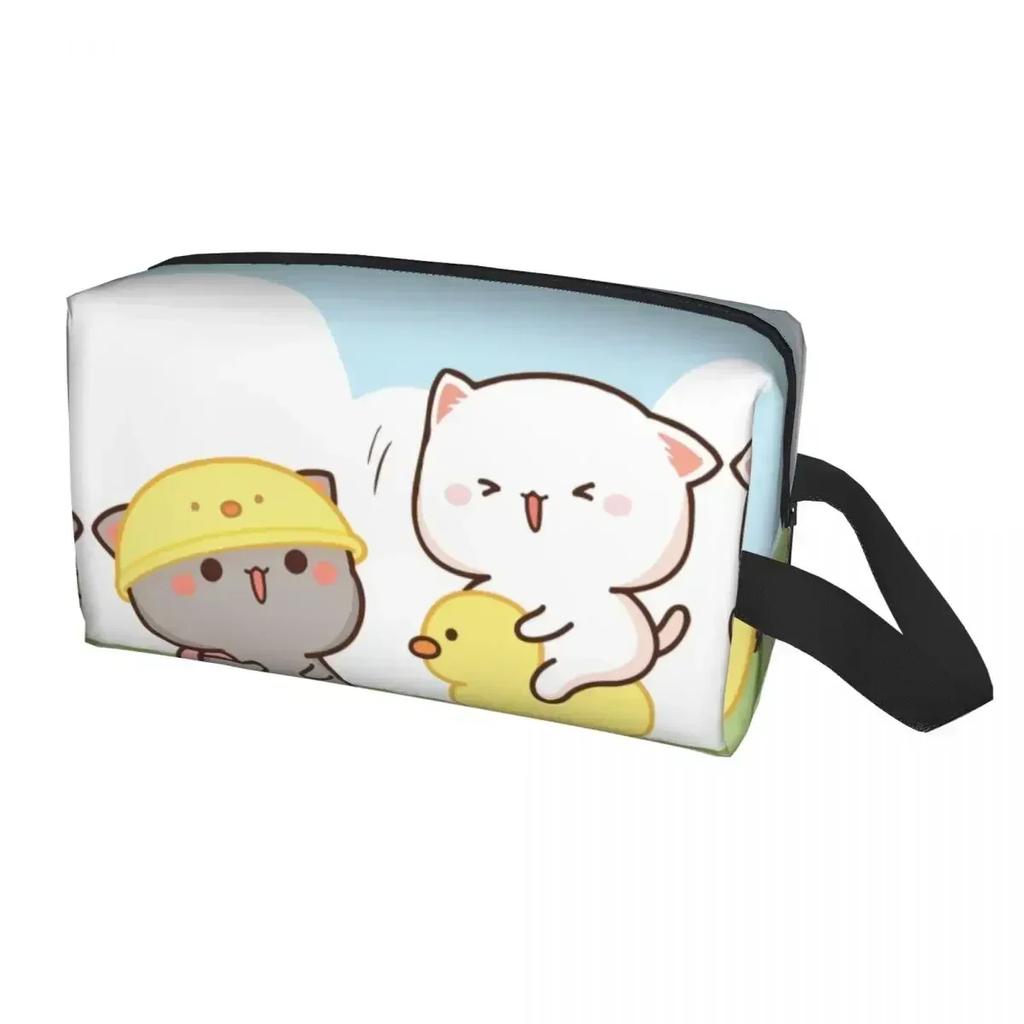 Peach And Goma Travel Cosmetic Bag for Women Kawaii Makeup Toiletry Organizer Lady Beauty Storage Dopp Kit