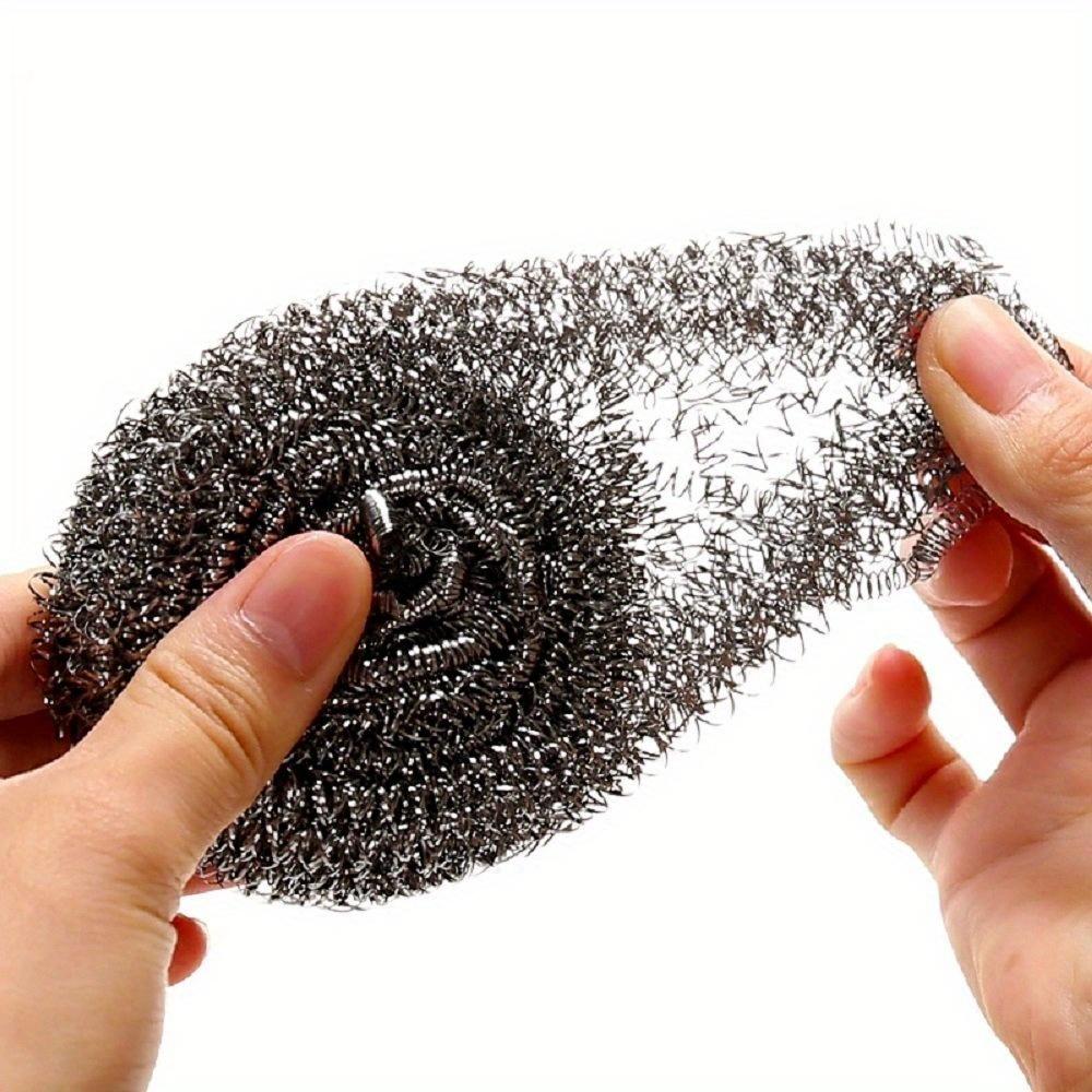 4PCS Stainless Steel Cotton Scrubbers Scrub Scouring Pad Steel Cotton Scrubbers Are Suitable for Kitchens and Bathrooms.