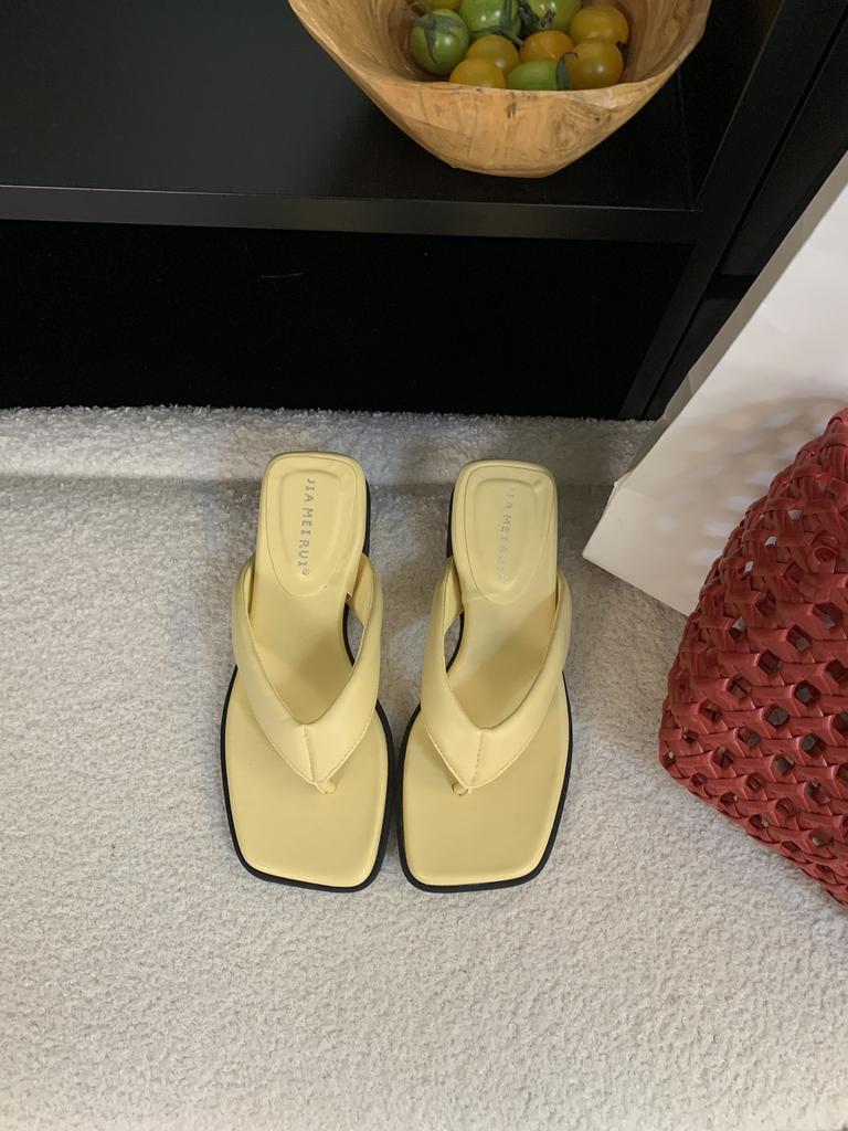 Slippers Summer Fashion Silver Square Toe Women's Outdoor Wear Thick SolePinch FeetSandals