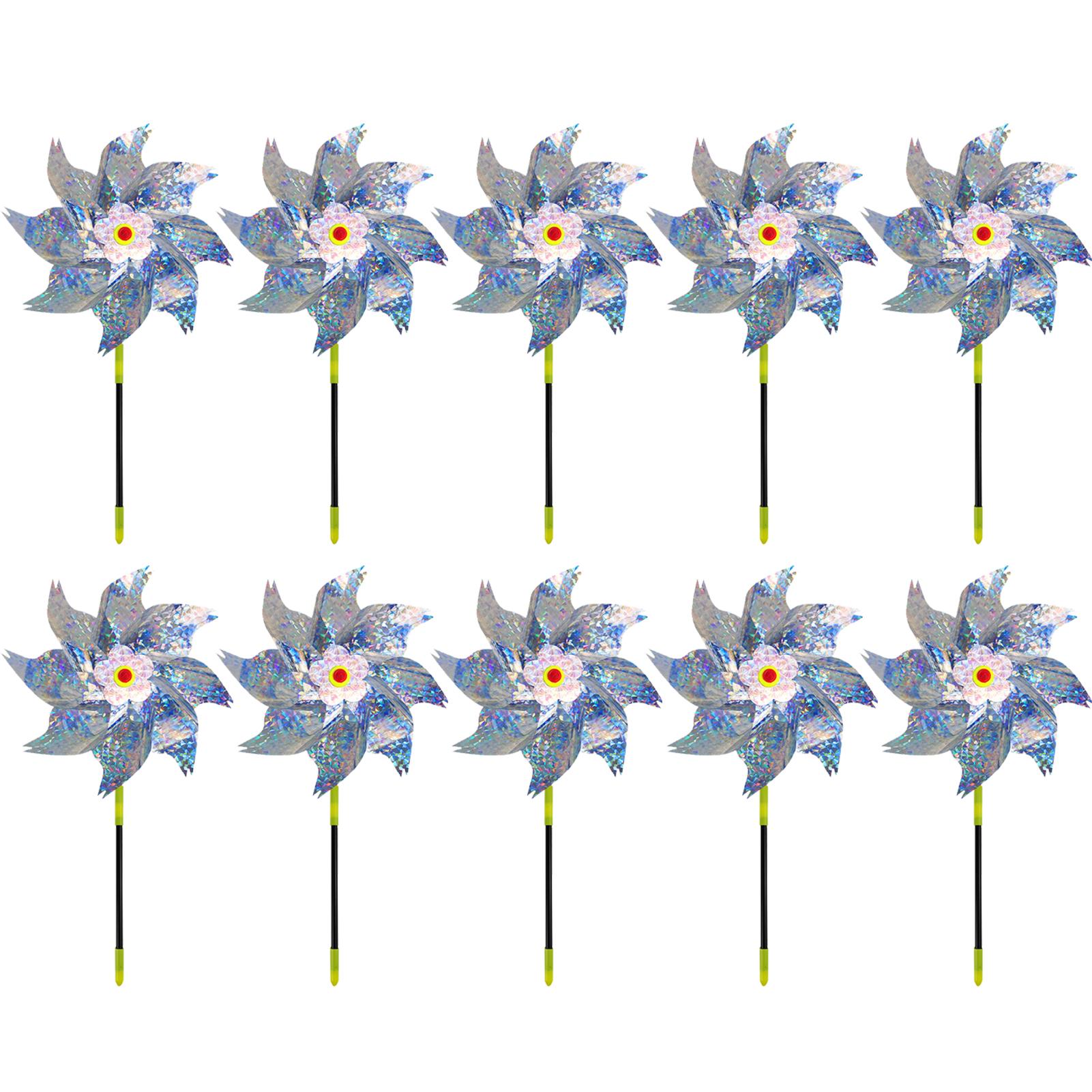 

10pack/lot Reflective Windmill Garden Bird Repeller Scare Birds With Light And Wind Bird Scare Yard