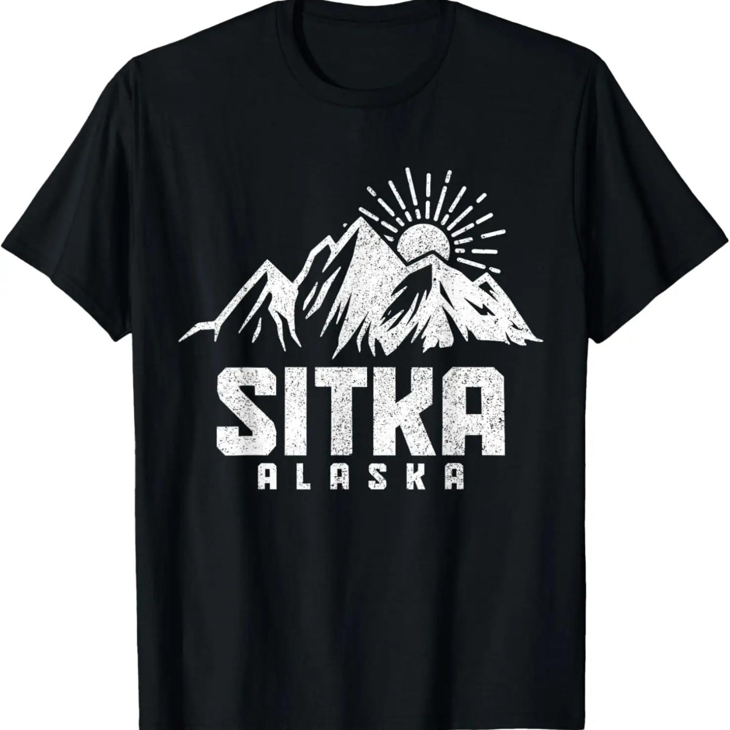 Sitka Alaska Vintage Mountains Sunset Hiking Nature T-Shirt S