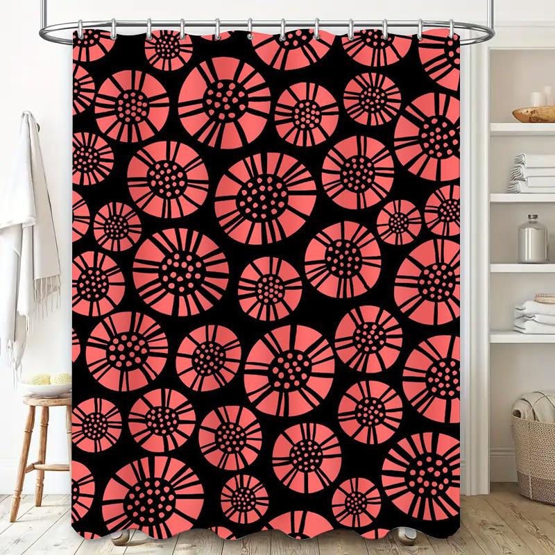 Black Coral Printed Bath Shower Curtain Waterproof Decorative Home Decoration 180X175Cm (6Ft X 5Ft)