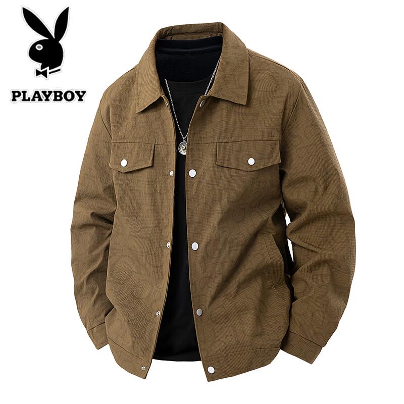 PLAYBOY Men's American Retro Lapel Workwear Jacket