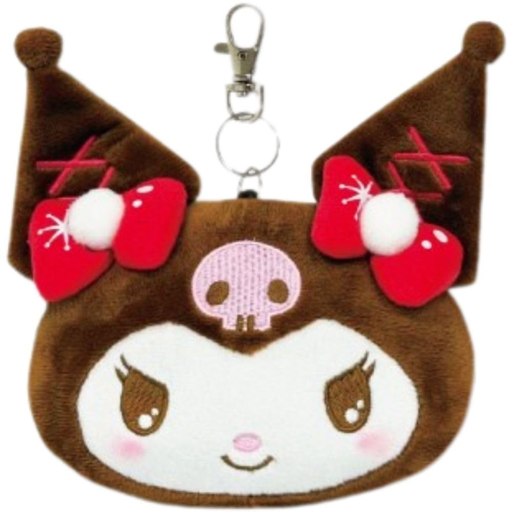 Hatayama Shoji Sanrio Face Reel Pass Winter IC Card Cute H11 x W13cm Case, Character, Holder, Commuter/School Purse, Kuromi, Approx.