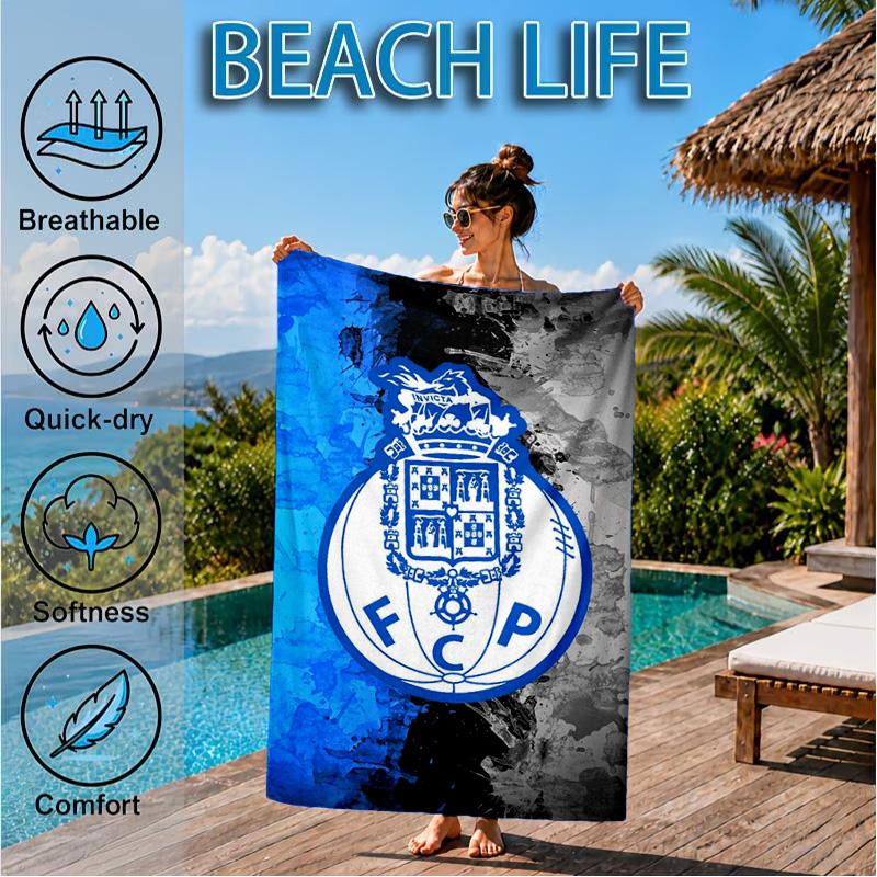 FC-Wappen-Design aufgedrucktes Mikrofaser-Strandtuch, Weich und saugfähig, Schnell trocknend, Ideal für Sommerreisen, Strand-Essential, Schwimmbad