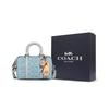 Coach Ruby 18 Horse And Carriage Logo Classic Canvas And Leather Boston Bag Women Handbags Blue CJ832-LHPBU