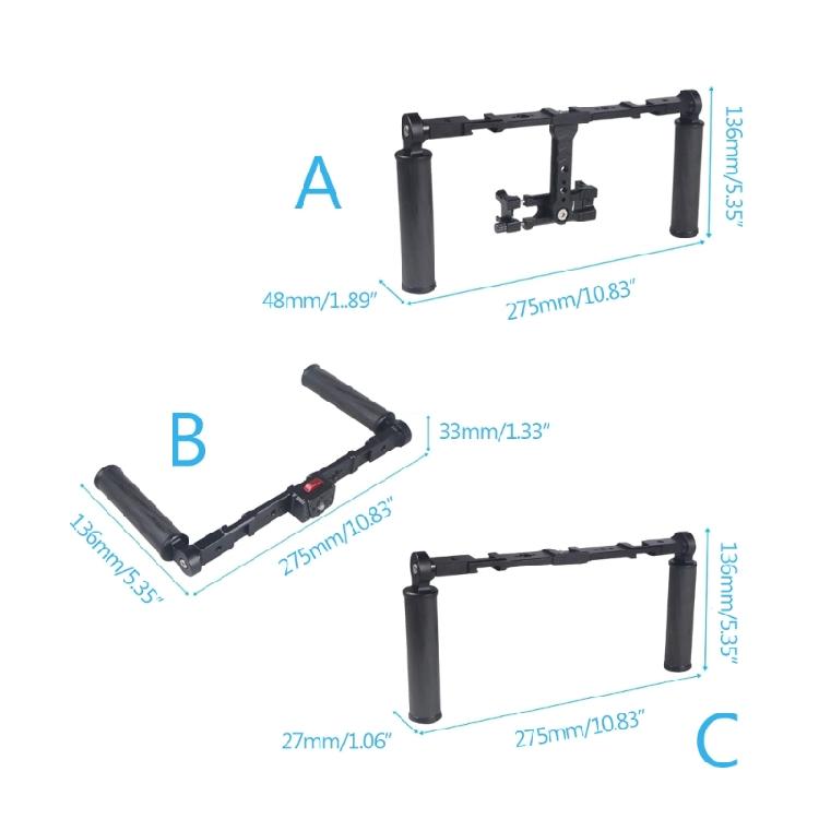 Video Cage Rig Case Carbon Fiber Hand Grip with 1/4 3/8 Thread Cold Shoe Mount
