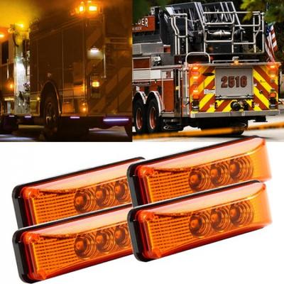 4x Amber 3LED Clearance Marker Side Indicator Light Truck Lamp Accessory Trailer