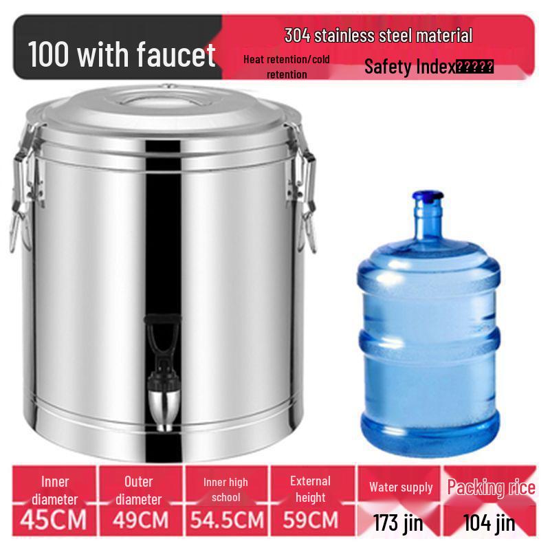 Isolierter Eimer aus Edelstahl 304 für Reis und Sojamilch, Eimer für Eisgelee mit großem Fassungsvermögen