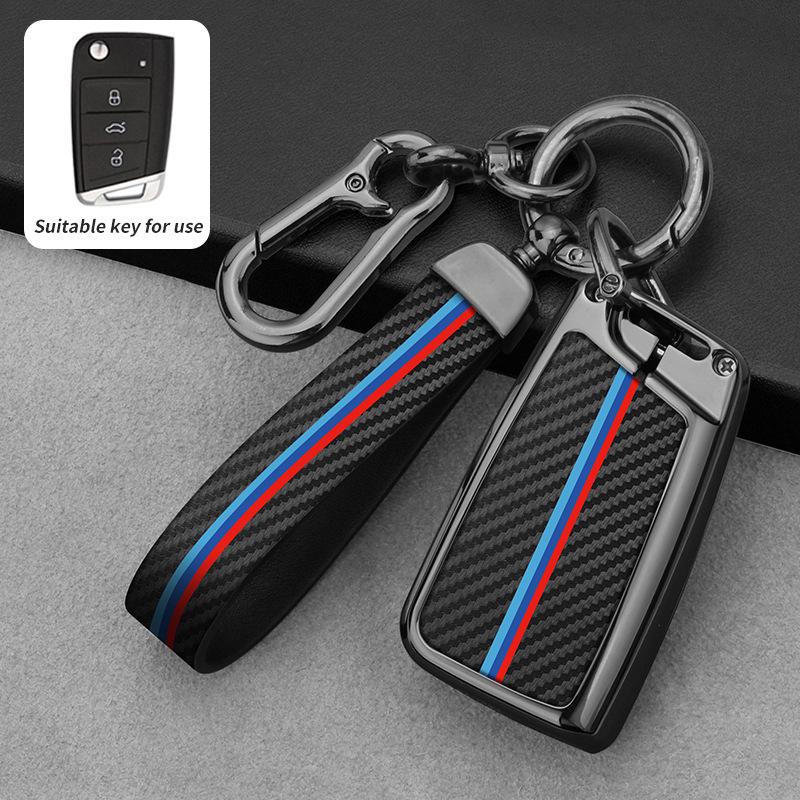 Housse de clé Volkswagen pour Sagitar, Lavida, Bora, Lamando, T-Cross, Tharu, Tayron, Tiguan L - Coque et boucle de clé de voiture.