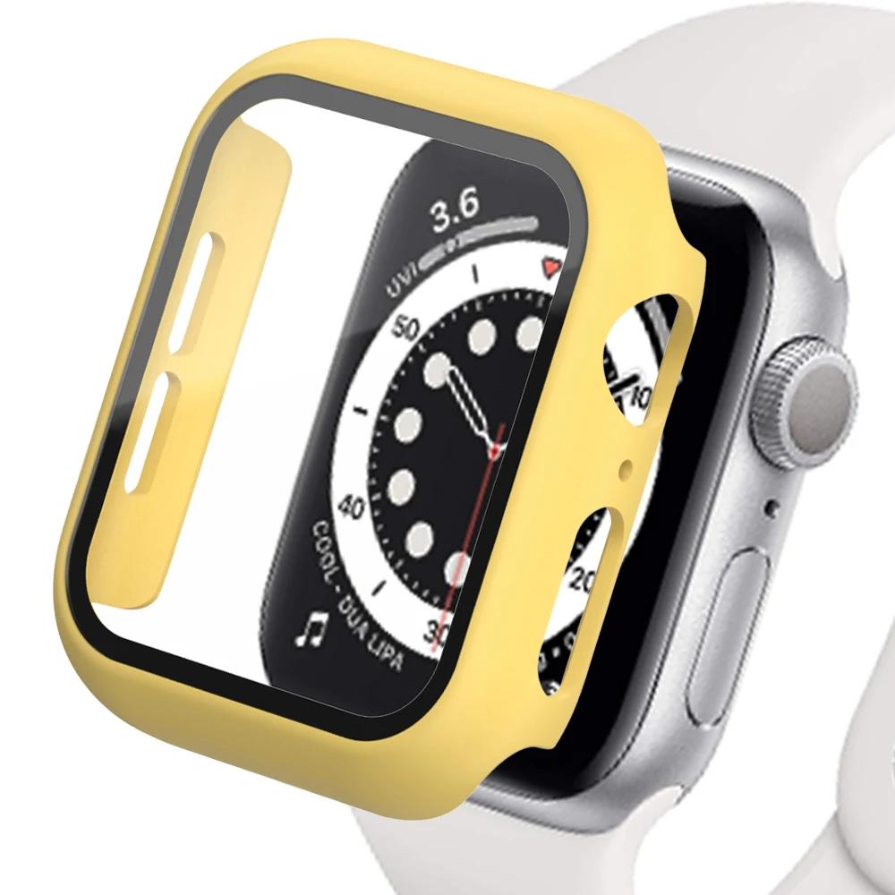 Glass+Matte Watch Cover for Apple Watch Case 45 41 44 40mm 42mm 38mm Bumper+Screen Protector for Iwatch SE 9 8 7 6 5 4 3 2 cover