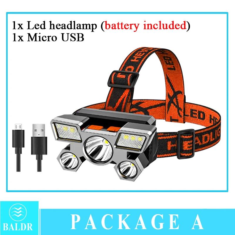 

1-10PCS 5LED Headlamp Built-in Battery Rechargeable Torch Outdoor Night Portable Working Light Fishing Camping Head Lamp headlamp