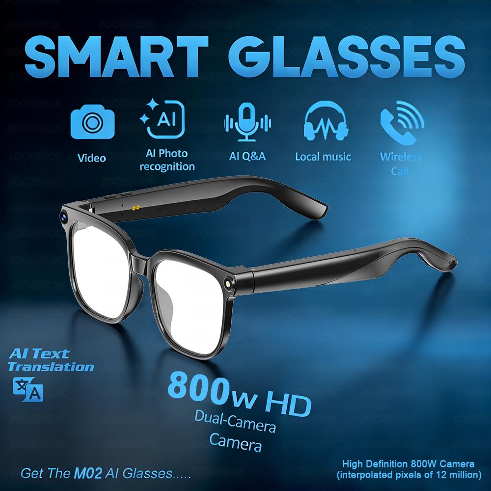 New Smart AI Glasses Men 8K HD AI Translation Chat GPT 800MP Camera BT Call Music Control 360mAh Charging Sunglasses Women