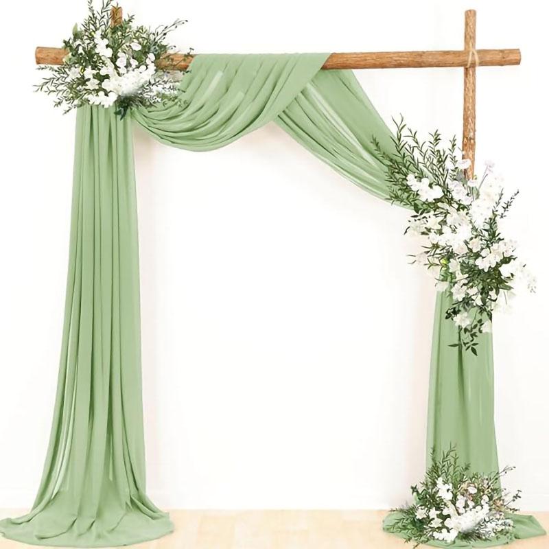 Dark Green Chiffon Wedding Arch Draping Fabric Sheer Curtains Drapery Ceremony Reception Backdrop Curtain Party Swag Christmas