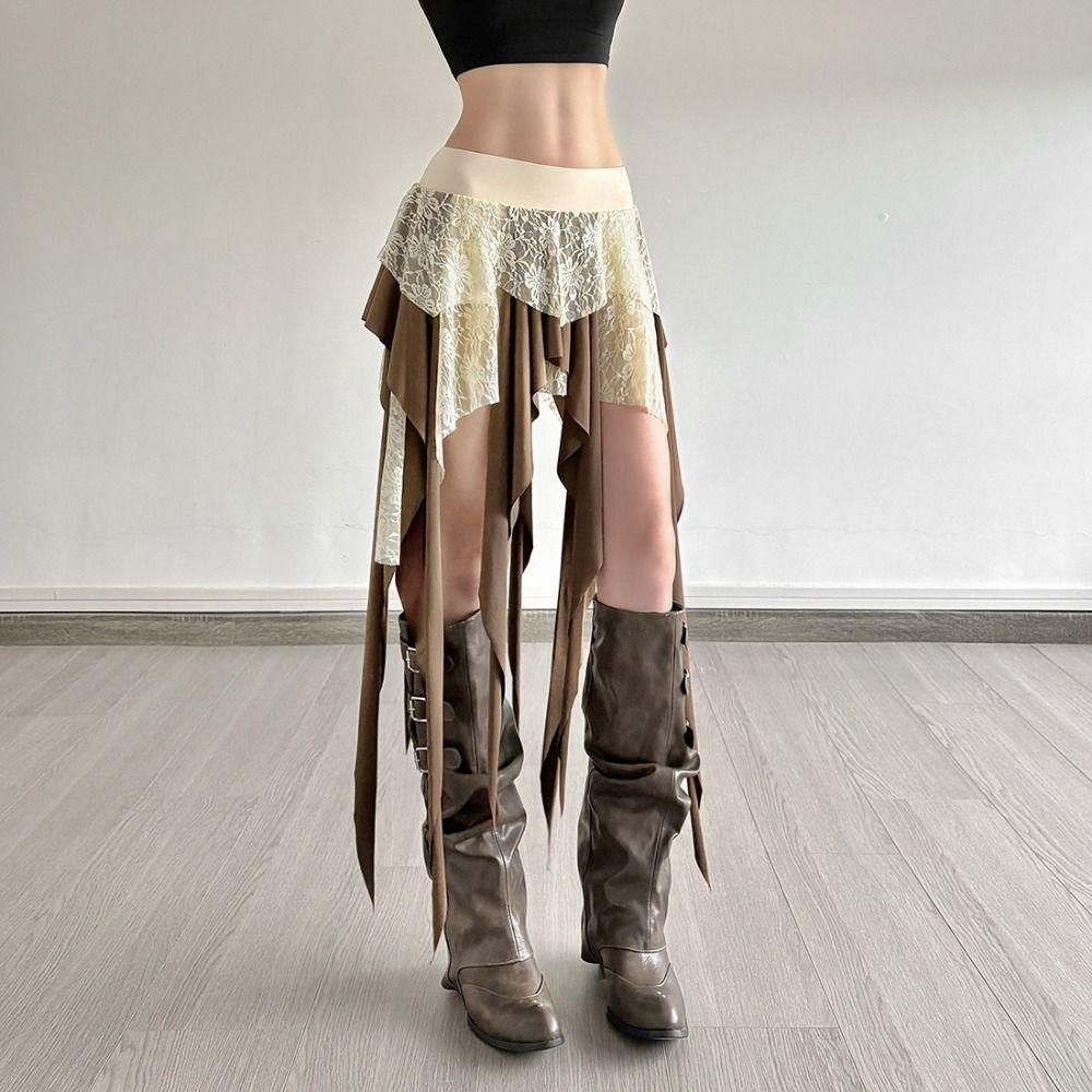 High Waist Girls Short Mini Skirt Multi-layer Splicing Irregular Skirt Tassel Mini Skirts  Girls