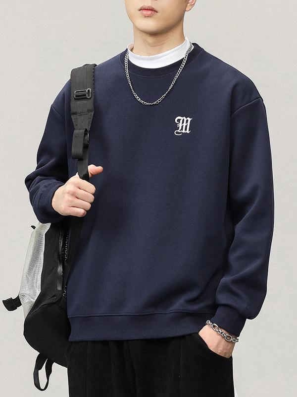 2025 A/W Men's Heavyweight Crewneck Sweatshirt: Trendy, Embroidered, Loose-fit, Versatile Casual Sportswear
