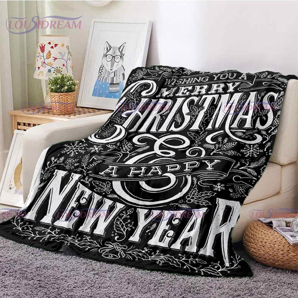 Merry Christmas Santa Claus Blanket Soft Flannel Throw Blanket for Home Bedroom Sofa Travel Office Snowflake Rest Cover Blanket