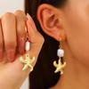 Fashion Versatile High End Personality Sea Star Inlaid Colored Imitation Diamond Design Earrings For Women