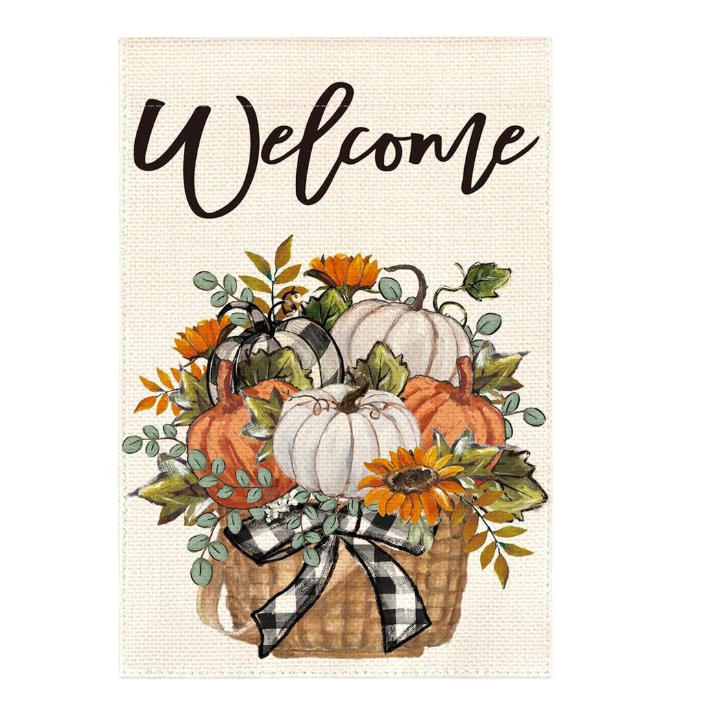 Autumn Harvest Garden Flag Double Sided Printed 45x30cm Thanksgiving Fall Seasonal Outdoor Yard Decoration Flag