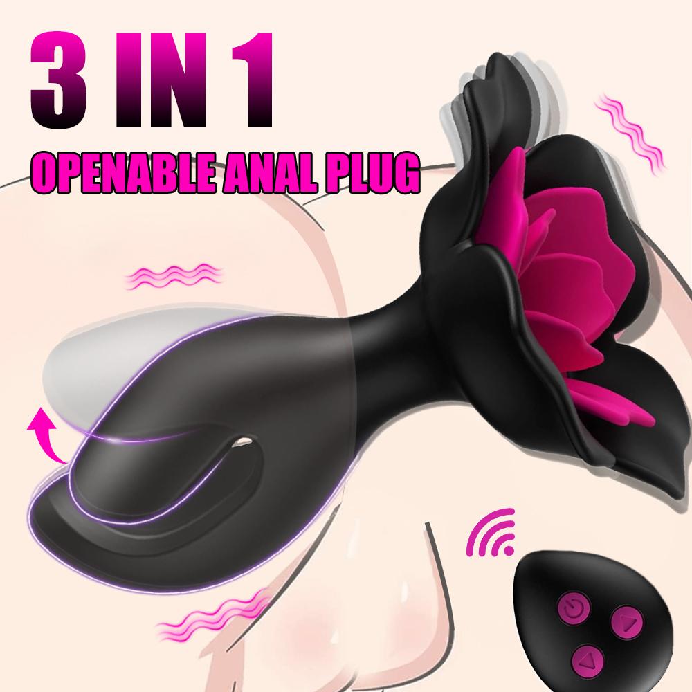 Anal Plug Vibrator Sex Toys Expanding Vibrating Butt Plug with 10 Vibration Modes Rose Toys G Spot Vibrators Anal Toys Prostate Massager Adult Toys