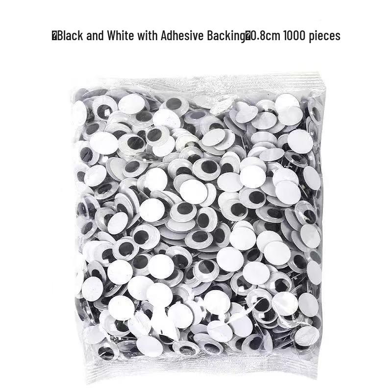 Self-Adhesive Movable Black and White Eyeballs with Eyelashes for Creative DIY Accessories