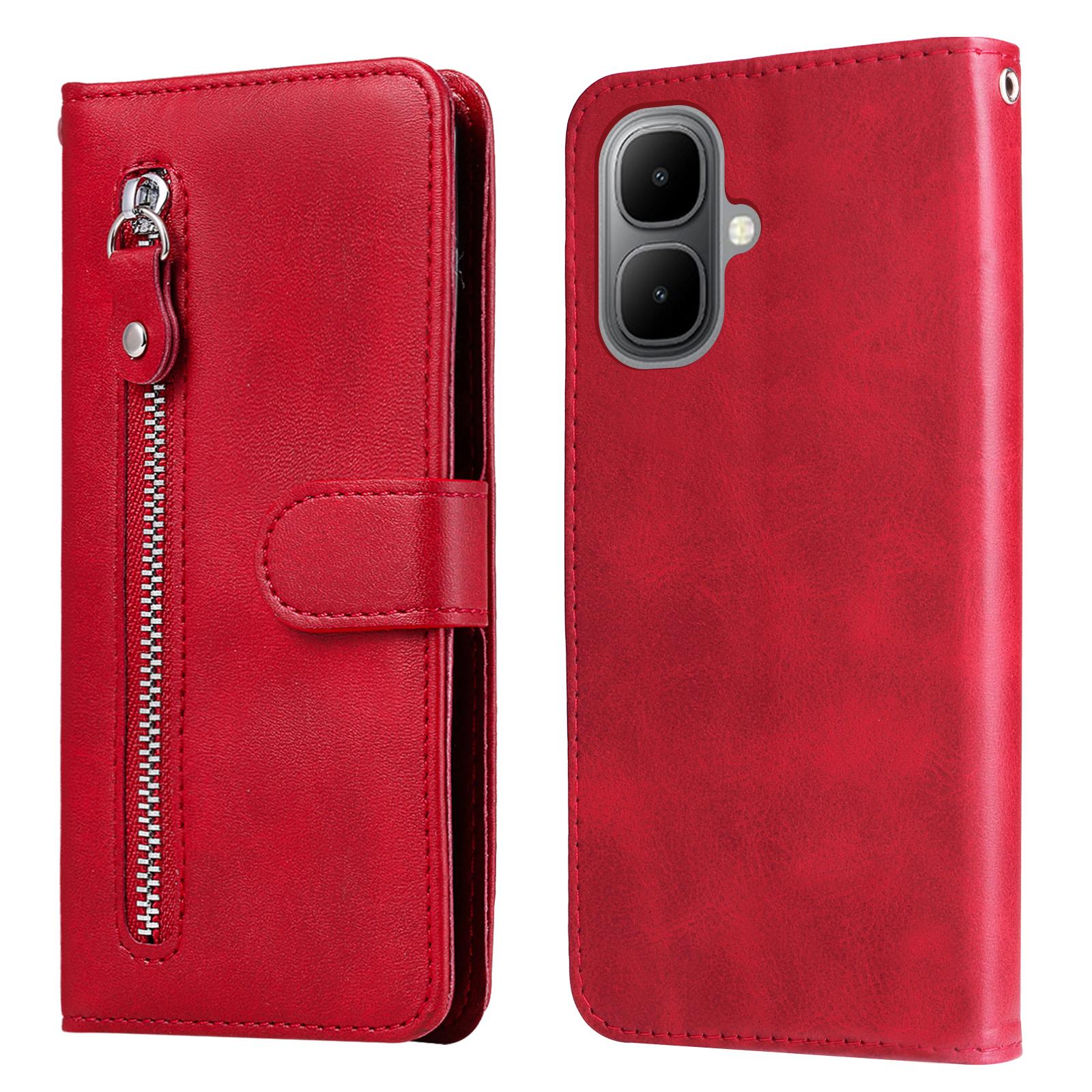 

Чехлы из ПУ кожи для TECNO Pop 10/Infinix Smart 10 с карманом на молнии, кошельком, подставкой, чехол для телефона Red