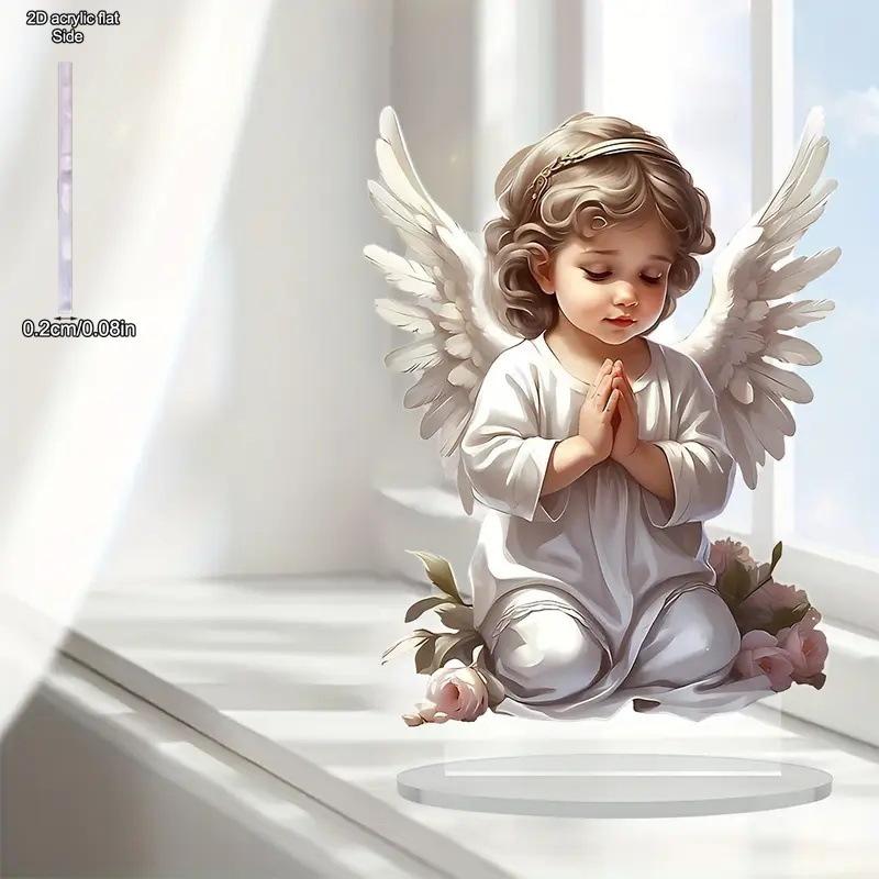 Peace & Love Baby Angel Prayer - 2D Flat Acrylic Desktop Ornament, Wall Decor Art, Four Seasons Decoration, Novelty Home Decor