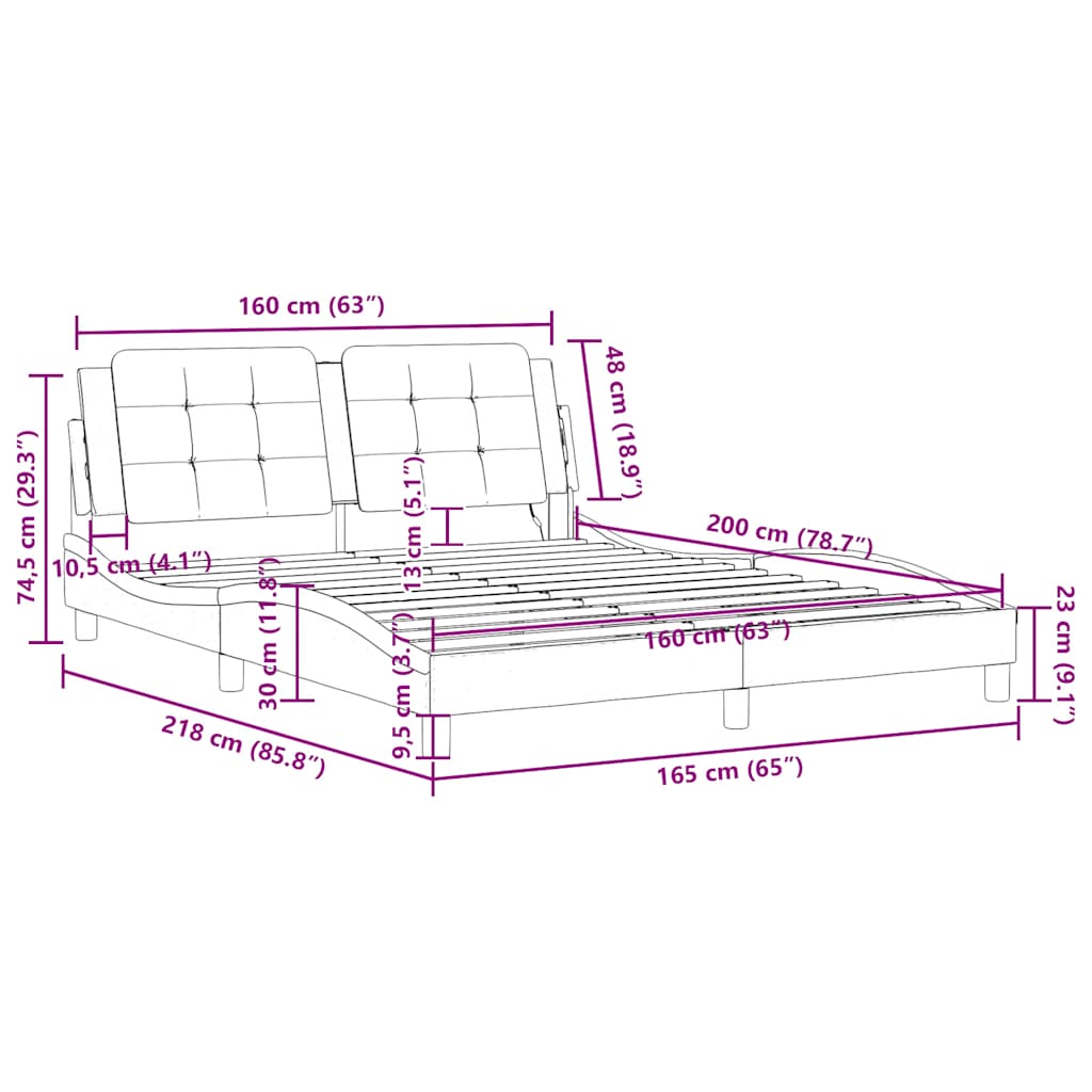 Bed Frame without Mattress Zadar Black and White 160 x 200 cm Faux Leather