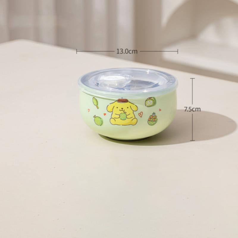 For Sanrio Kawaii Hello Kitty Kuromi Rice Bowl Soup Bowl Kids 316 Steel Bowl Double-layer Heat Insulation&Anti-scald Tableware