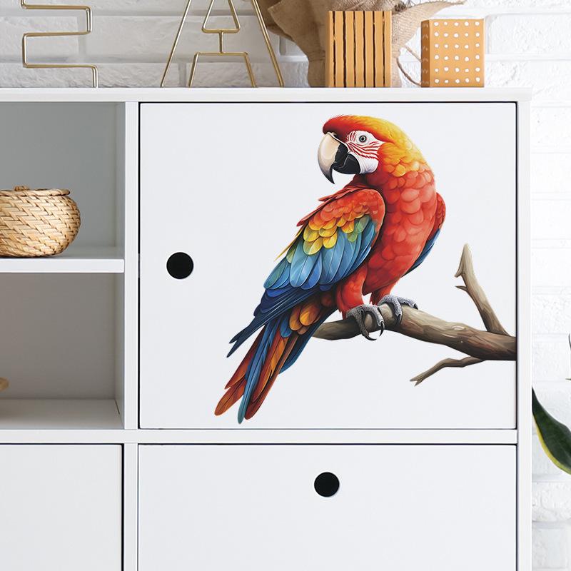 Kreskówkowy Słodki Papuga na Gałęzi Sypialnia Salon Przedpokój Dekoracja Domu Naklejki Ścienne