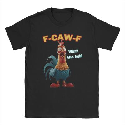 Vintage T Shirt Summer Funny Chicken F-CAW-F What The Heli Poultry Humor Leisure T-Shirts Cotton Tshirt for Man Y2K Top Tees