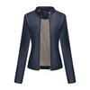 25 Spring and Autumn New Casual Leather Clothing Women's Fashion European and American Street European and American Size Stand-up Collar Jacket 