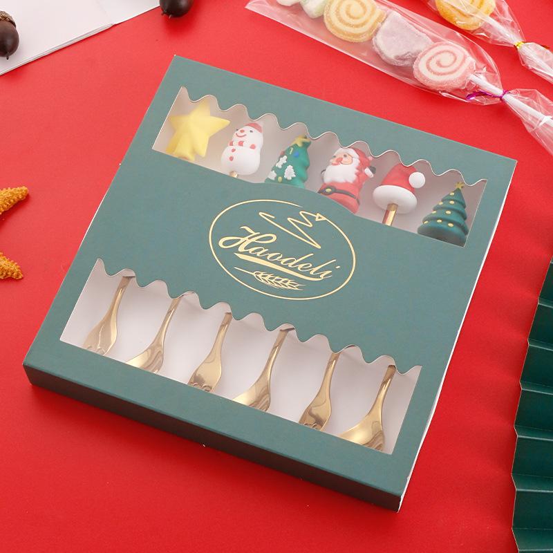 Christmas Cutlery Gift Set Stainless Steel Spoon Home Gift Spoon Set Gift Box Santa Claus Reindeer Coffee Spoon Dessert Spoon
