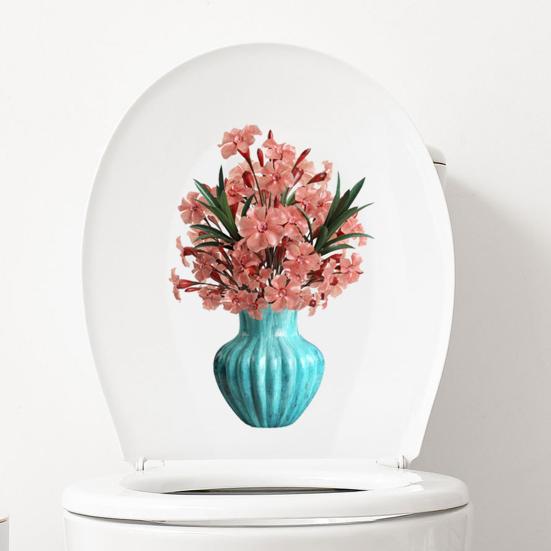 Kreativa väggdekaler för krukblommor Vattentät PVC självhäftande dekaler Vinylkonstdekoration Avtagbara toalettlockklistermärken Badrum Keramik