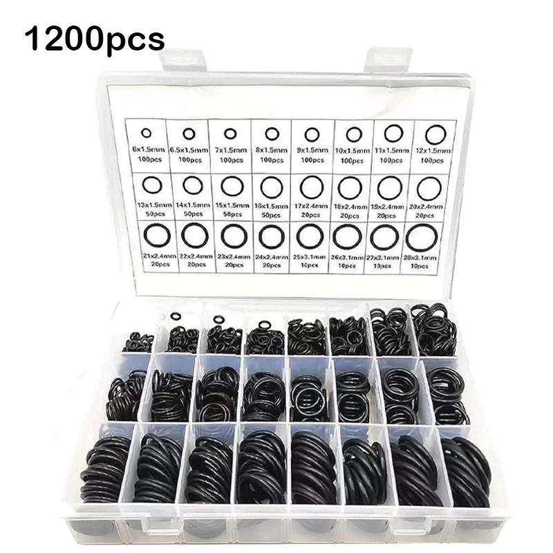225pcs/740pcs/1200pcs Universal Rubber O-Ring Washer Combination Gasket O-Ring Repair Kit for Faucet Pipes Car Pipes