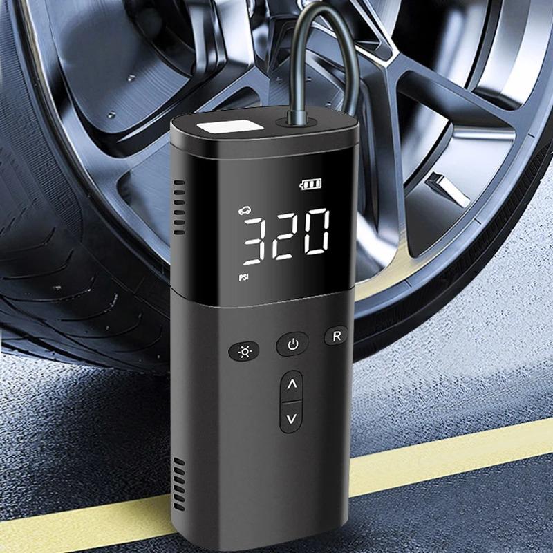 Portable Wireless Car Tire Inflator - Rechargeable Mini Electric Air Compressor with LED Emergency Light
