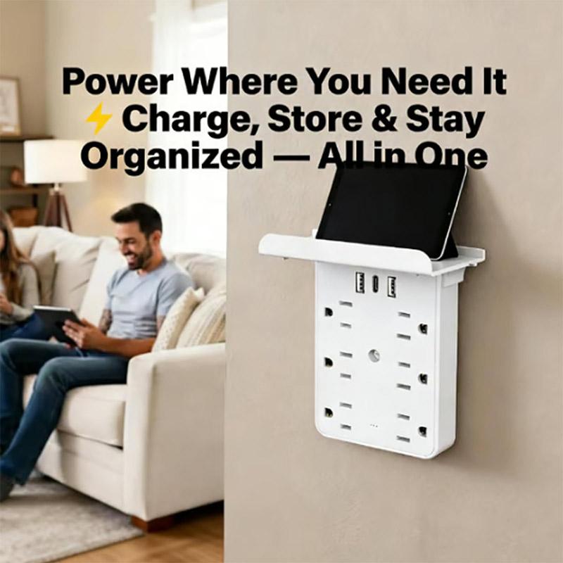 Multiple Smart Plug Multi-functional Power Strip With Panel,socket Wall Outlet Bathroom Outlet Extender, With 4 Usb And 6 Ac