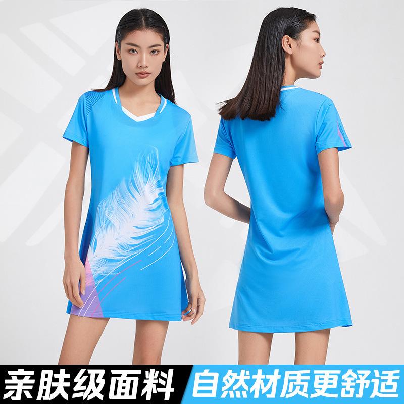 Women's tennis clothes, dress sets, short-sleeved training clothes, printed sports clothes, competition clothes, badminton clothes, quick-drying