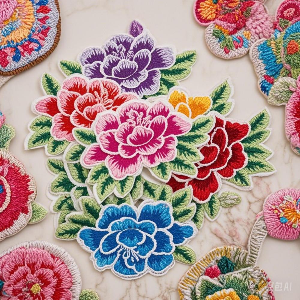 7Pcs Mix Color Exquisite Embroidery Flower Patches Fabric For Clothing Bags Decorations DlY Applique Repair6.5*9.5CM
