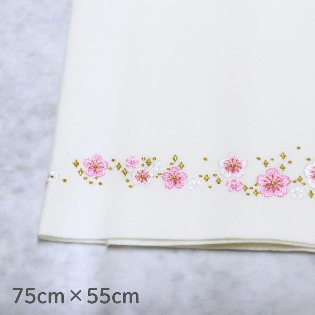 Hina March Floor Decoration Cherry Blossom Felt Felt Mat Dolls, Rug, Embroidery, White, 75x55cm, Rug,