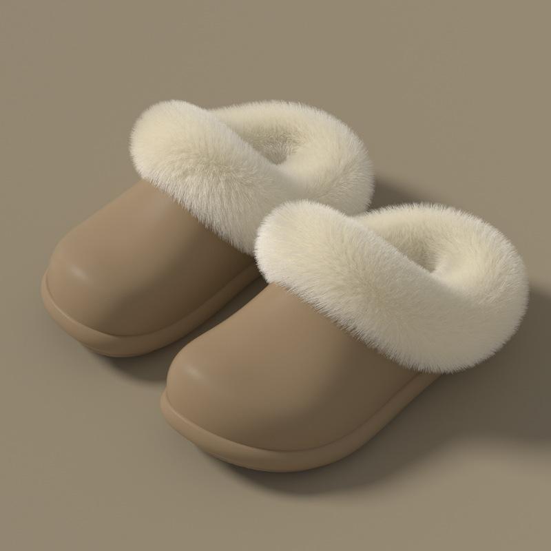 Waterproof cotton slippers autumn and winter 2025 new home warm comfortable thick bottom non-slip plush removable slippers