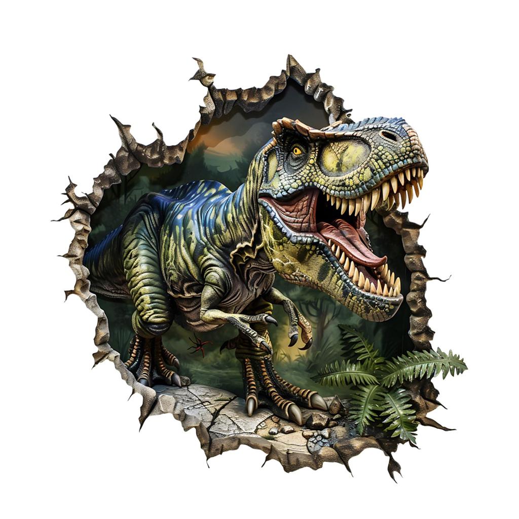 Simulated 3D Wall Breaking Dinosaur Wall Stickers, Living Room, Children's Room, Home Decoration Stickers