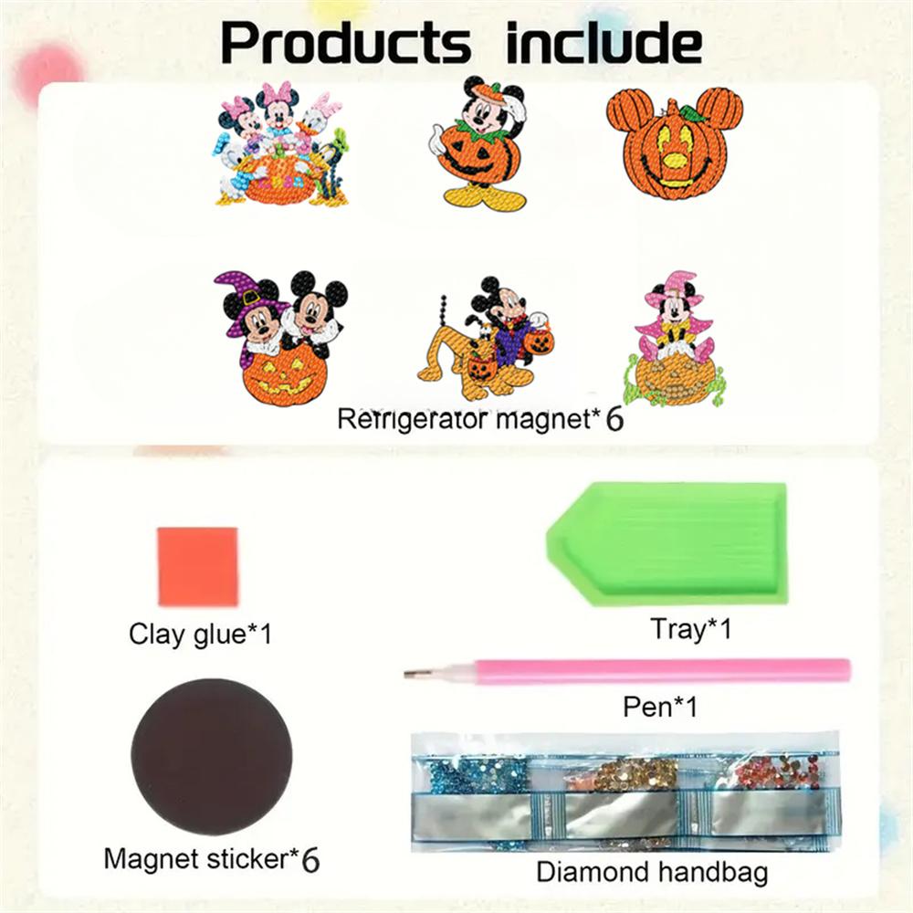 6pcs/Set Scary Pumpkin Series Diamond Painting Magnets for Refrigerator Diamond Art Fridge Magnets for Adults Diamond Art Refrigerator Magnets Kits