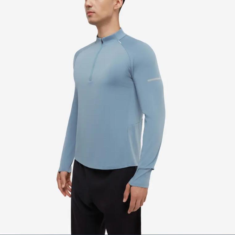Decathlon KIPRUN 500 Series Sweat-Absorbing and Quick-Drying Maritime Airlines Breathable and Comfortable Long Sleeve T-Shirt Men's Washed Denim Blue